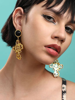 Sohi - Gold-Plated Drop Earrings-Black