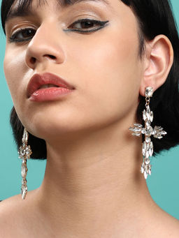 Sohi - Gold-Plated Drop Earrings-White