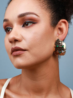 Sohi - Gold-Plated Studs-Green