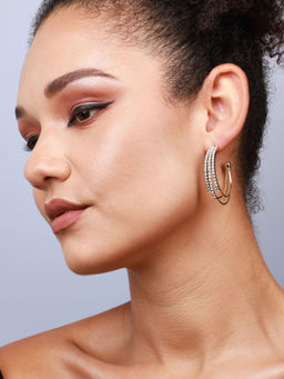 Sohi - Gold-Plated Half Hoop Earrings-Silver