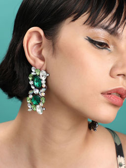 Sohi - Gold-Plated Drop Earrings-Green