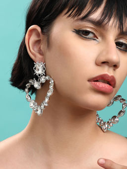 Sohi - Silver-Plated Drop Earrings-White