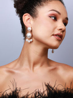 Sohi - Gold-Plated Drop Earrings-White