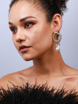 Sohi - Gold-Plated Drop Earrings-White