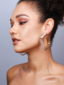 Sohi - Gold-Plated Half Hoop Earrings-Silver