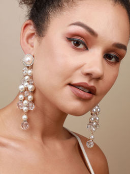 Sohi - Gold-Plated Drop Earrings-White