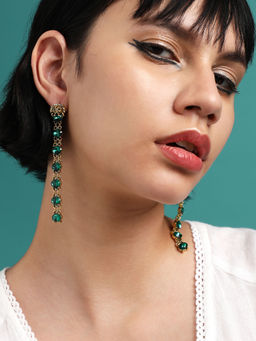 Sohi - Gold-Plated Drop Earrings-Green