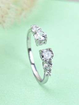 CLARA - 925 Silver Swiss Zircon Graduation Finger Ring with Adjustable Band for Women