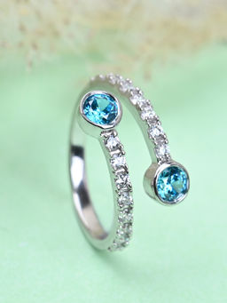 CLARA - 925 Silver Swiss Zircon Stylish Finger Ring with Adjustable Band for Women & Girls