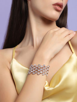 Sohi - Gold Plated Party Rhinestones Bracelet For Women