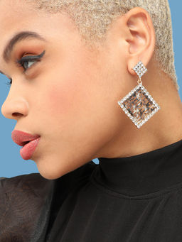 Sohi - Gold Plated Party Designer Stone Drop Earring For Women