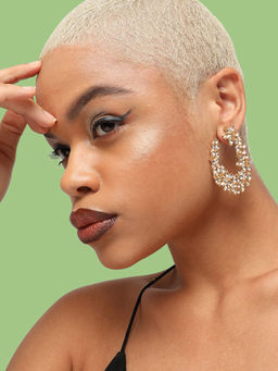 Sohi - Gold Plated Party Designer Stone Stud For Women