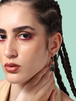 Sohi - Gold Plated Party Designer Stone Drop Earring For Women