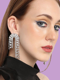 Sohi - Silver Plated Party Designer Stone Drop Earring For Women