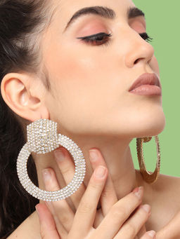 Sohi - Gold Plated Party Designer Stone Drop Earring For Women