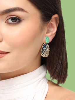 Sohi - Gold Plated Party Designer Stone Drop Earring For Women