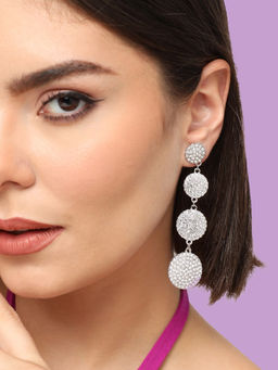 Sohi - Silver Plated Party Designer Stone Drop Earring For Women
