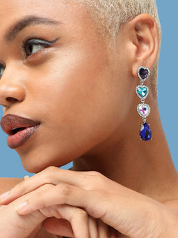 Sohi - Silver Plated Party Designer Stone Drop Earring For Women