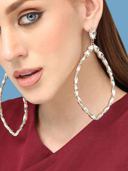 Sohi - Gold Plated Party Designer Stone Drop Earring For Women