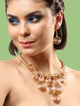 Sohi - Gold Plated Party Designer Stone Necklace For Women