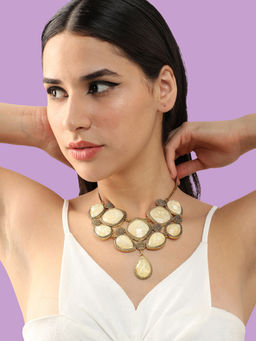 Sohi - Gold Plated Party Designer Stone Necklace For Women