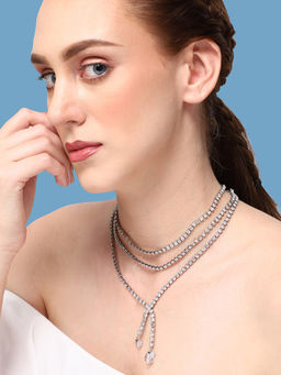 Sohi - Silver Plated Party Designer Stone 1 Necklace For Women
