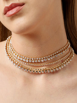 Sohi - Gold Plated Party Designer Stone Necklace For Women