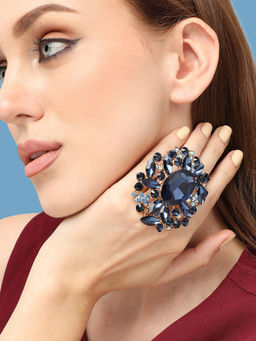 Sohi - Gold Plated Party Designer Stone Ring For Women