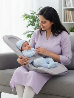 Baby Moo - 2-in-1 Ergonomic Baby Carrier & Feeding Pillow - Grey