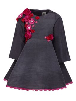 A Little Fable - Grey Scallop Hem Dress