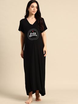Blush9 Maternity - Black Cotton Maternity Dress