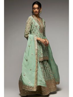 Gopi Vaid - Turquoise Nusrat Sharara (Set of 3)