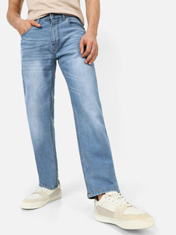 Urbano Fashion - Mens Light Blue Regular Fit Washed Jeans Stretchable