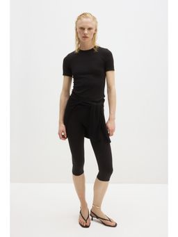 H&M - Women Black Cooling Slim Fit Ribbed T-Shirt