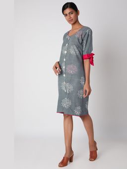 Oodeypore - Grey Firework Knee Length Dress