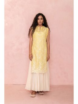 LABEL NAARITI - Tahira Cream Cotton Dress With Tunic