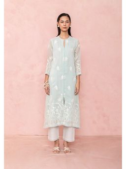 LABEL NAARITI - Arohi Blue Organza Embroidered Kurta and Pant