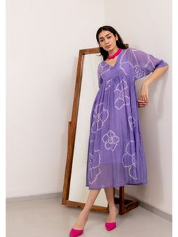 Silai Studio - Wisteria Bandha Printed A Line Midi Dress With Inner