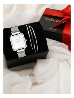 Joker and Witch - Joker & Witch White Love Triangle Watch & Bracelet With Ring For Women (Pack of 3) (JWLT43)
