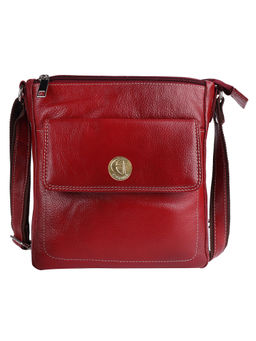 HiLEDER - Pure Leather Messenger 9 Inch Sling Cross Body Bag For Men Women Maroon