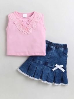 Hopscotch - Lace Trim Top And Skirt