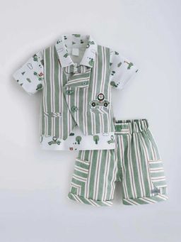 Hopscotch - Green Cotton Striped 3 Piece Formal Set