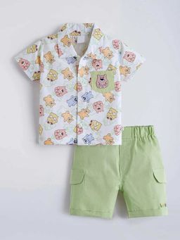 Hopscotch - Cotton Animal Shirt And Shorts