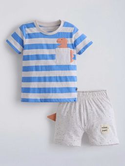 Hopscotch - Blue Striped T-Shirt And Shorts