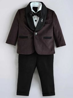 Hopscotch - Pintuck Roll-Up Sleeves Velvet 4 Piece Formal Set