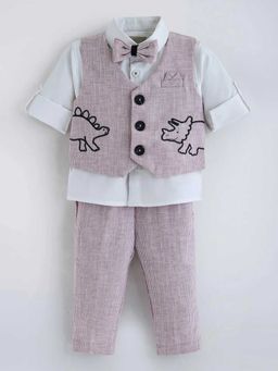 Hopscotch - Pink Dino Embroidery Cotton 4 Piece Formal Set