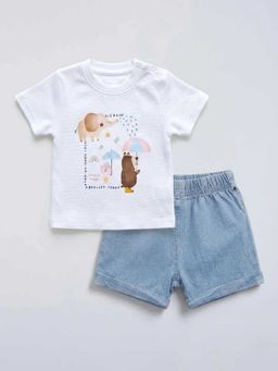 Hopscotch - Animal Graphic Cotton T-Shirt And Shorts