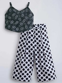 Hopscotch - Grey Printed Flared Top And Pant