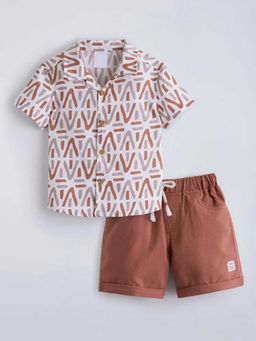 Hopscotch - Cotton Geometric Shirt And Shorts