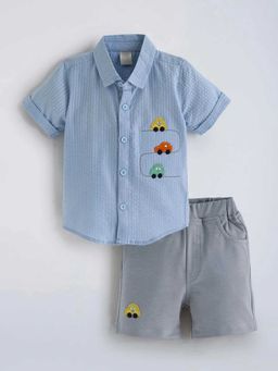 Hopscotch - Vehicle Textured Shirt And Shorts